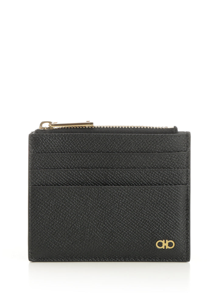 Ferragamo Credit Card Holder With Zip Wallets - Nero | 9e4f789c213b32cb93e1498dd4b867bdfcc11c3c