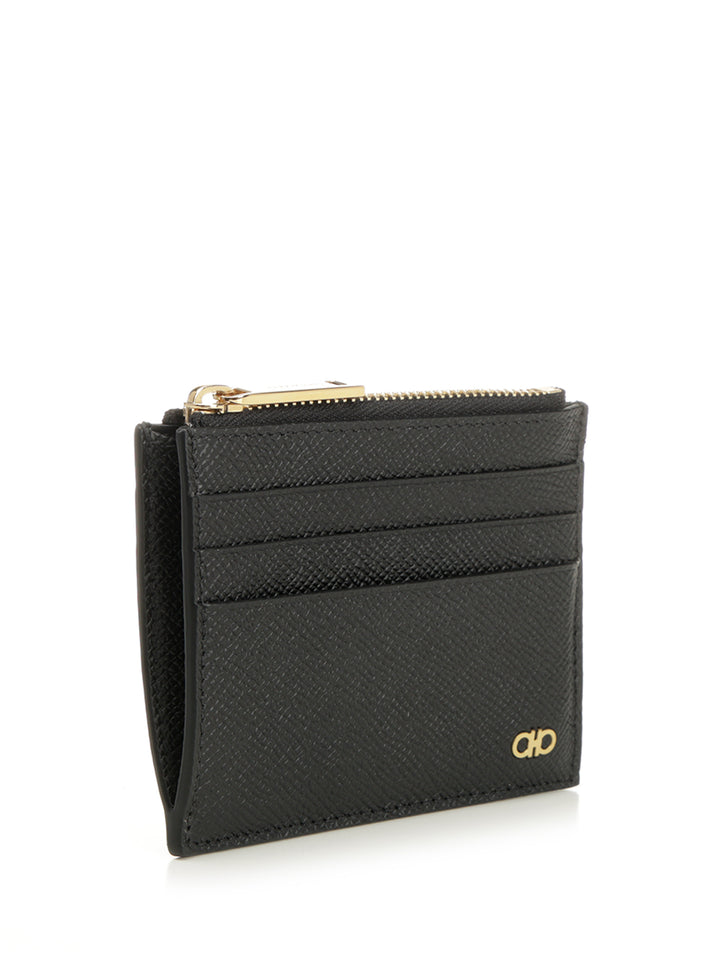 Ferragamo Credit Card Holder With Zip Wallets - Nero | 2937aa414fe8c14e66c429a4f1acfd3461447e0f