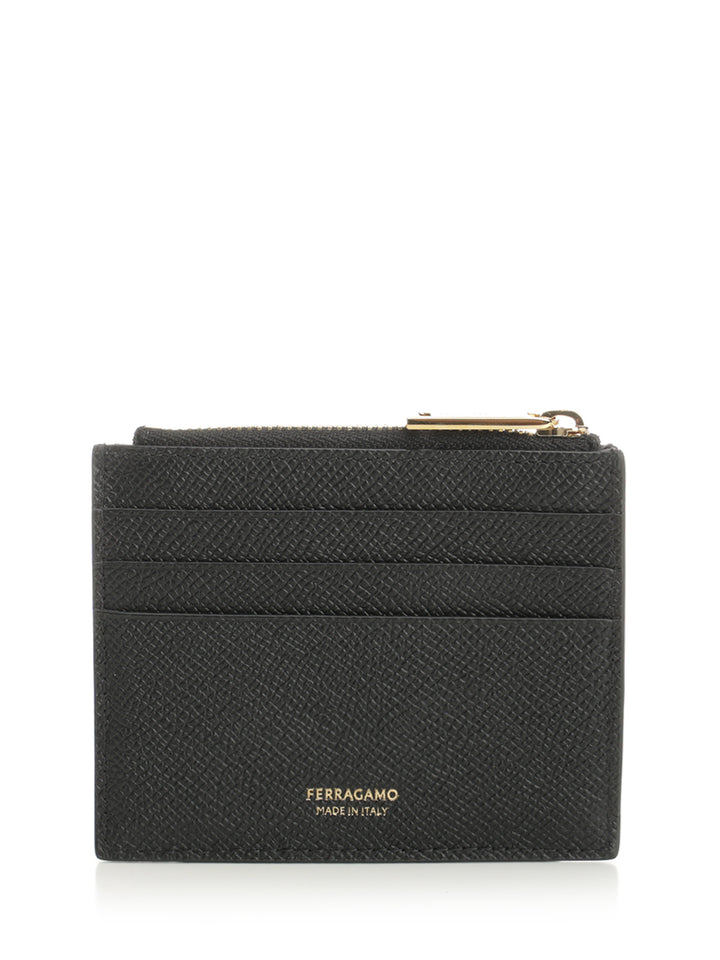 Ferragamo Credit Card Holder With Zip Wallets - Nero | 7afce0e64c6cfef0d0eaa02a8f37c0cf293f6c11