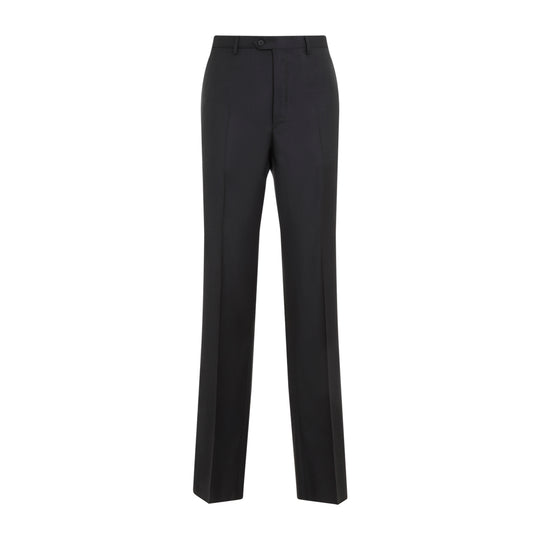 Grey Fitted Tailored Virgin Wool Pants