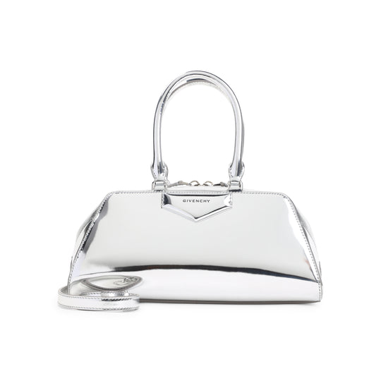Light Silvery Calf Leather Antigona Ew Small Handbag