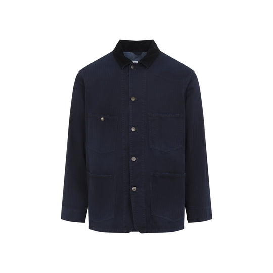 Stone Washed Navy Blue Cotton Sportsjacket