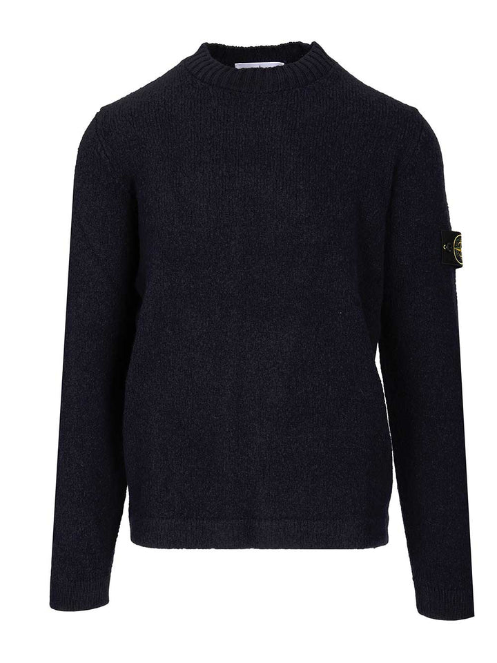Stone Island Organic Cotton Crew Neck Sweater With English Ribs Knitwear - Blu | 8f1a9e89415bd434fd5fa88fd30274601df5e75f