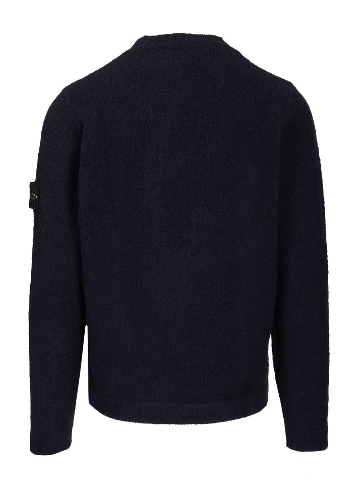 Stone Island Organic Cotton Crew Neck Sweater With English Ribs Knitwear - Blu | a33a582bf80081a25518fc2a5d88a6505739cd62