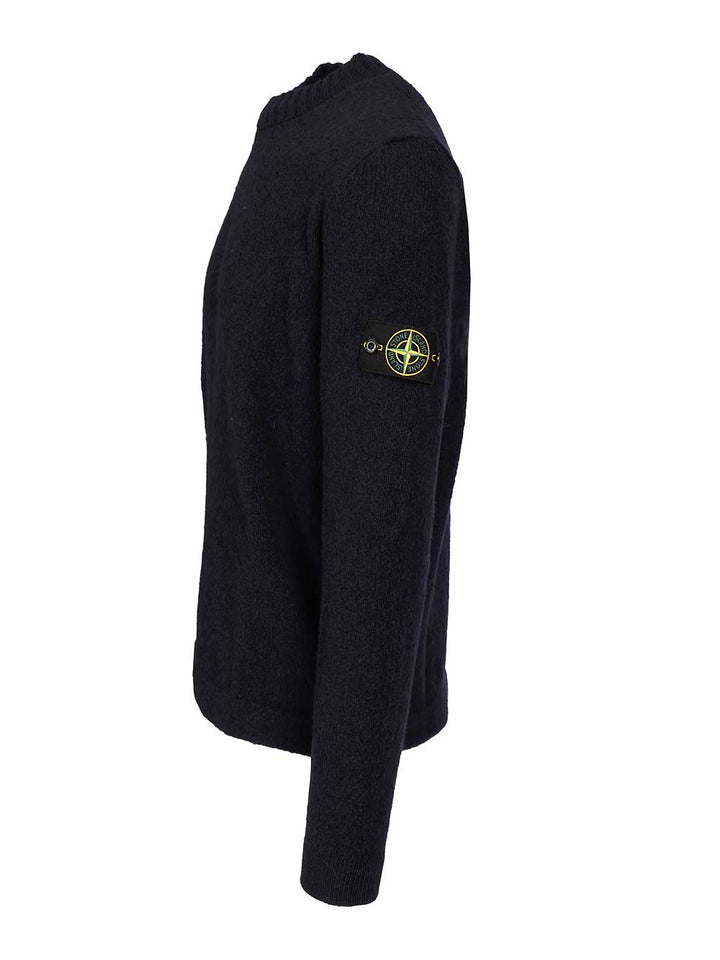 Stone Island Organic Cotton Crew Neck Sweater With English Ribs Knitwear - Blu | 198b1b4465e267e7345588b1fe1e6a7ed9adc5a4