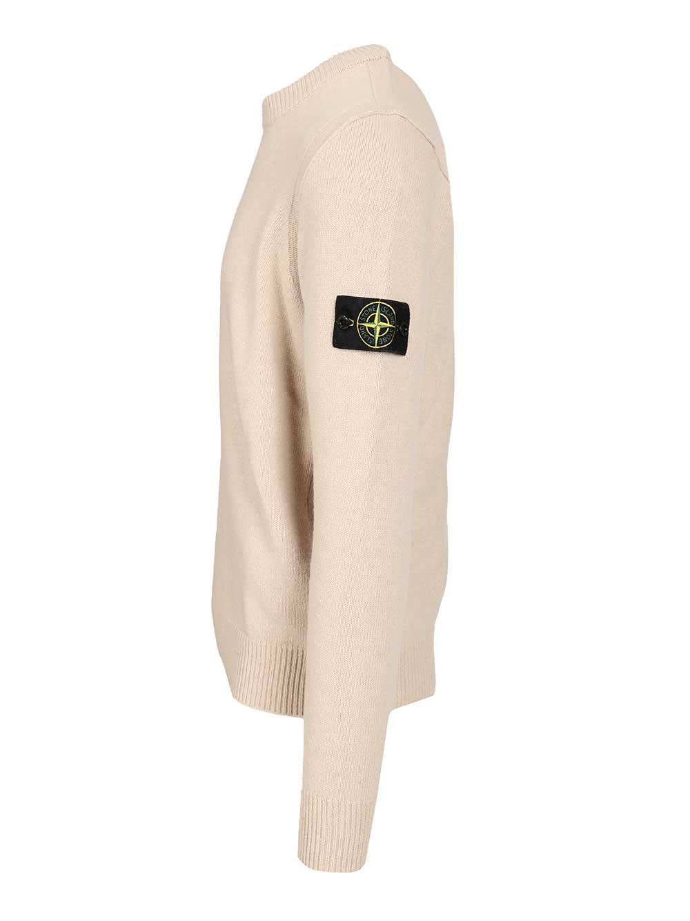 Stone Island Lambswool Crewneck Sweater Knitwear - Beige | 5da2be77adbb2831354a51dc03c980186cf397a1