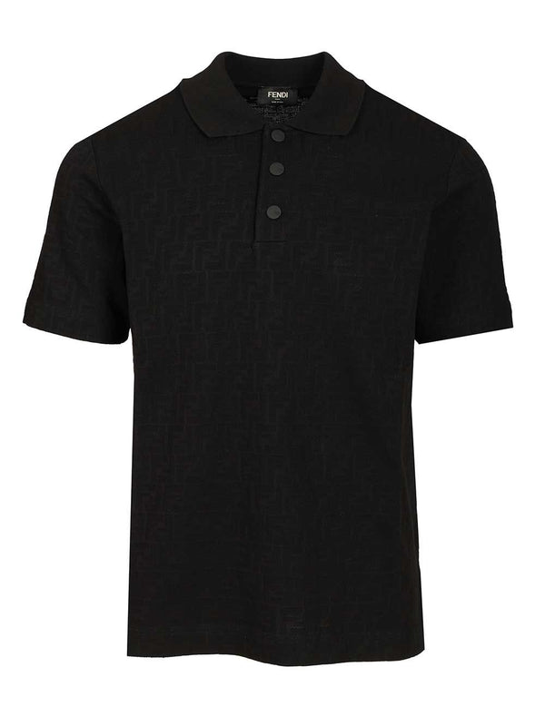 Polo de piqué jacquard Ff negra
