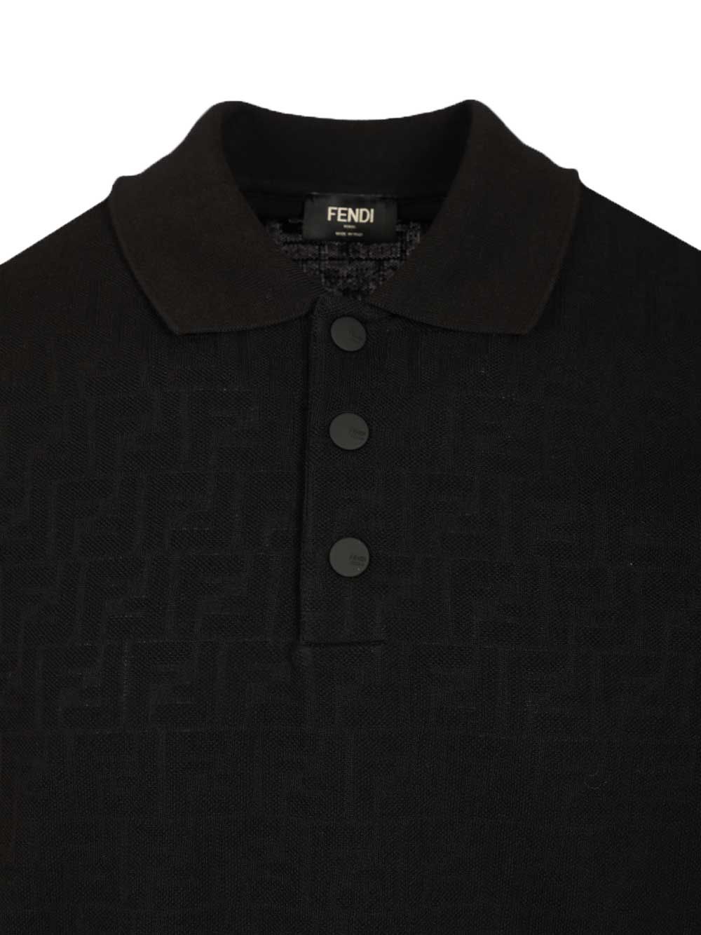 Fendi In Black Ff Piquet Jacquard Polo shirt - Nero | 65e74683c38412d66a3ac1d38003a4d4325a50c8