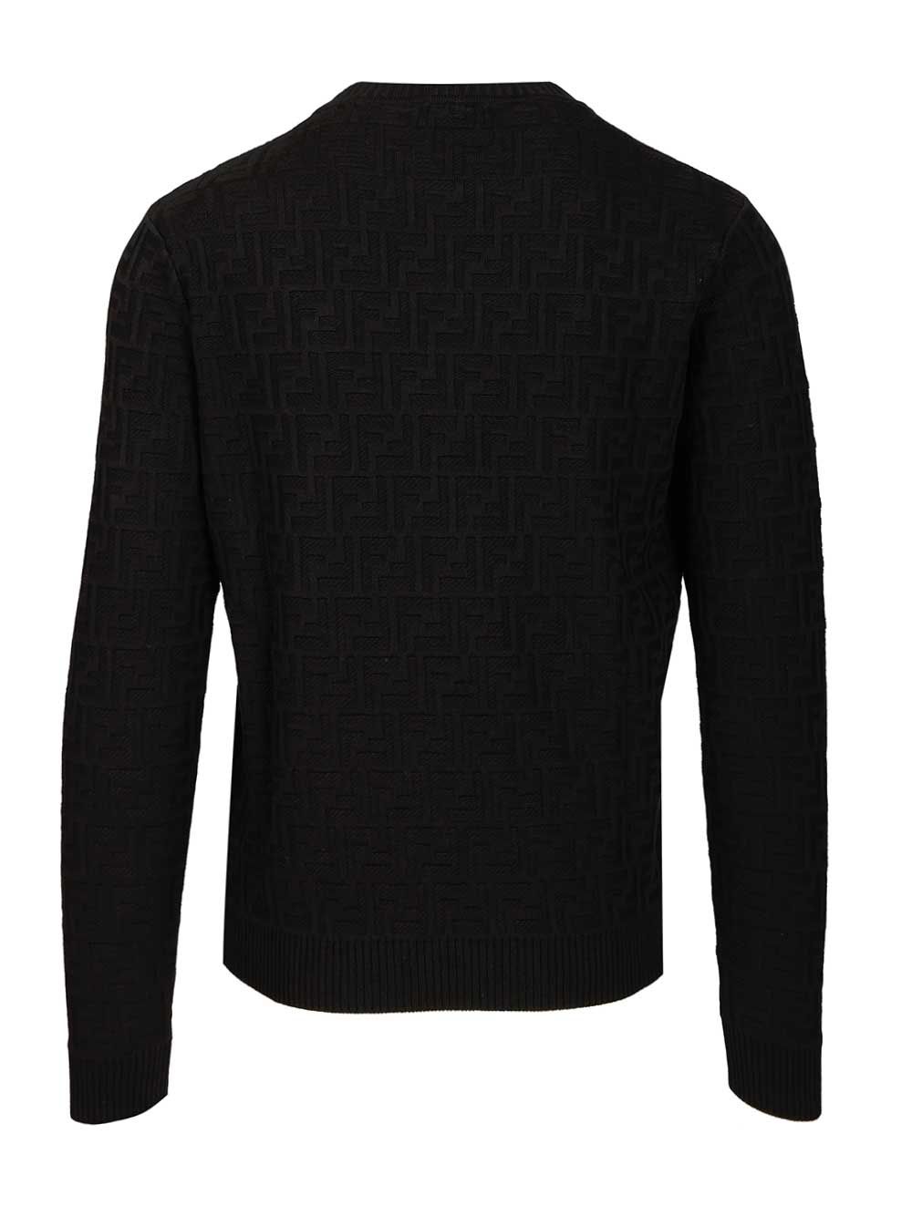 Fendi Crew Neck Cotton Sweater Knitwear - Nero | 686ce8d2ff03c562c0cb0426ebd97b31234b2c80