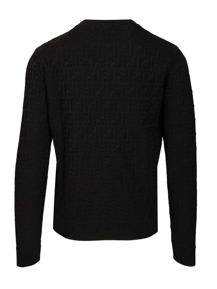 Fendi Crew Neck Cotton Sweater Knitwear - Nero | 686ce8d2ff03c562c0cb0426ebd97b31234b2c80