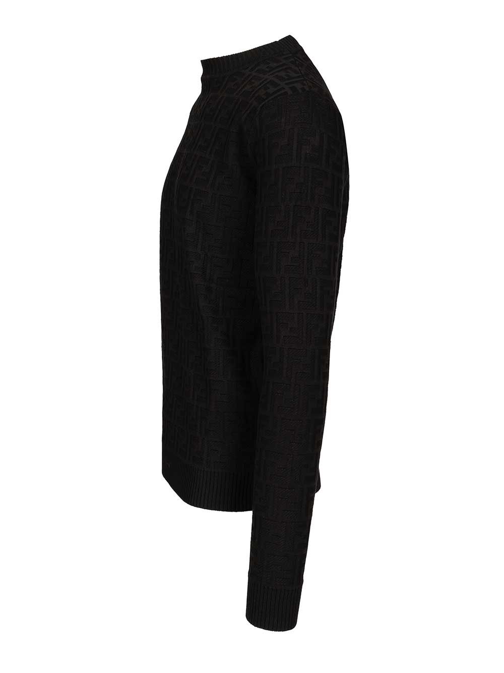 Fendi Crew Neck Cotton Sweater Knitwear - Nero | 51c0886964f1f7fd79aa18041bda55e514abb9c1