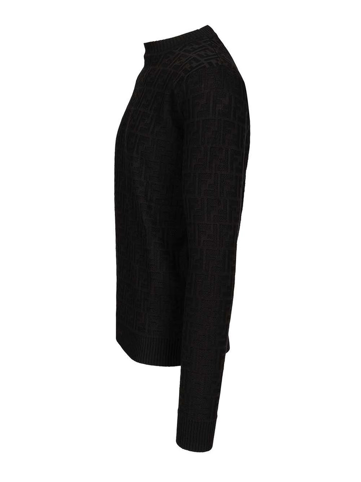 Fendi Crew Neck Cotton Sweater Knitwear - Nero | 51c0886964f1f7fd79aa18041bda55e514abb9c1