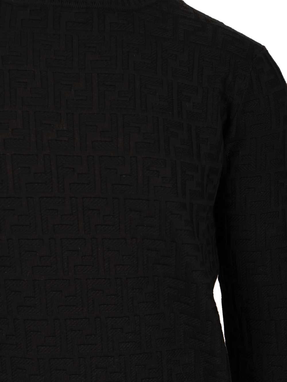 Fendi Crew Neck Cotton Sweater Knitwear - Nero | 7bed304be3885cb7ce458dab667f05a6d5739eee