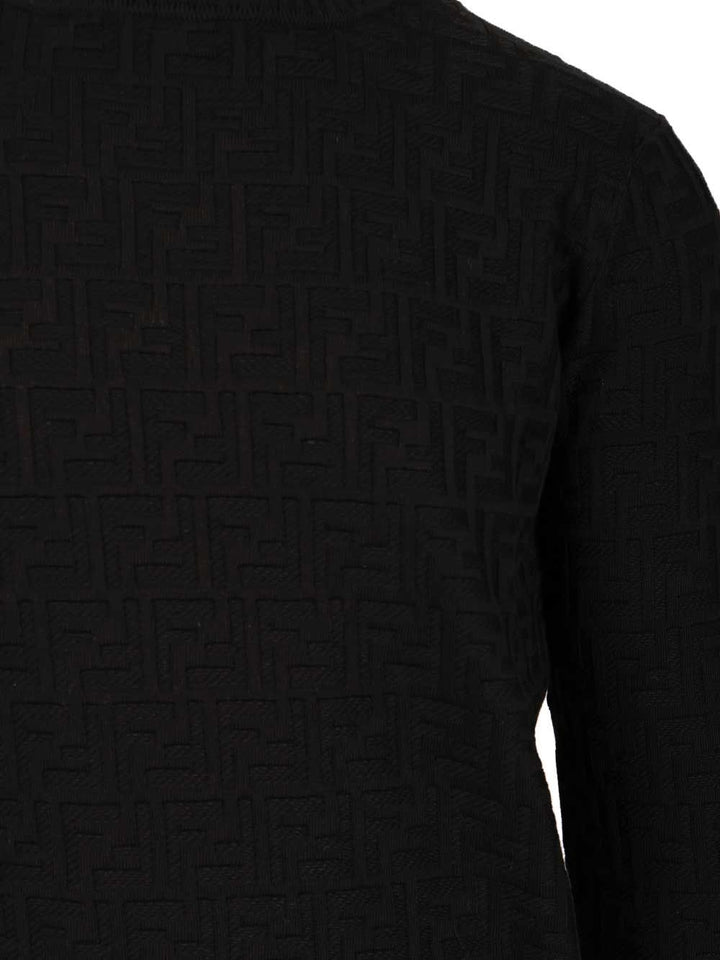 Fendi Crew Neck Cotton Sweater Knitwear - Nero | 7bed304be3885cb7ce458dab667f05a6d5739eee