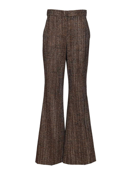 Rust Wool And Alpaca Trousers Marrone