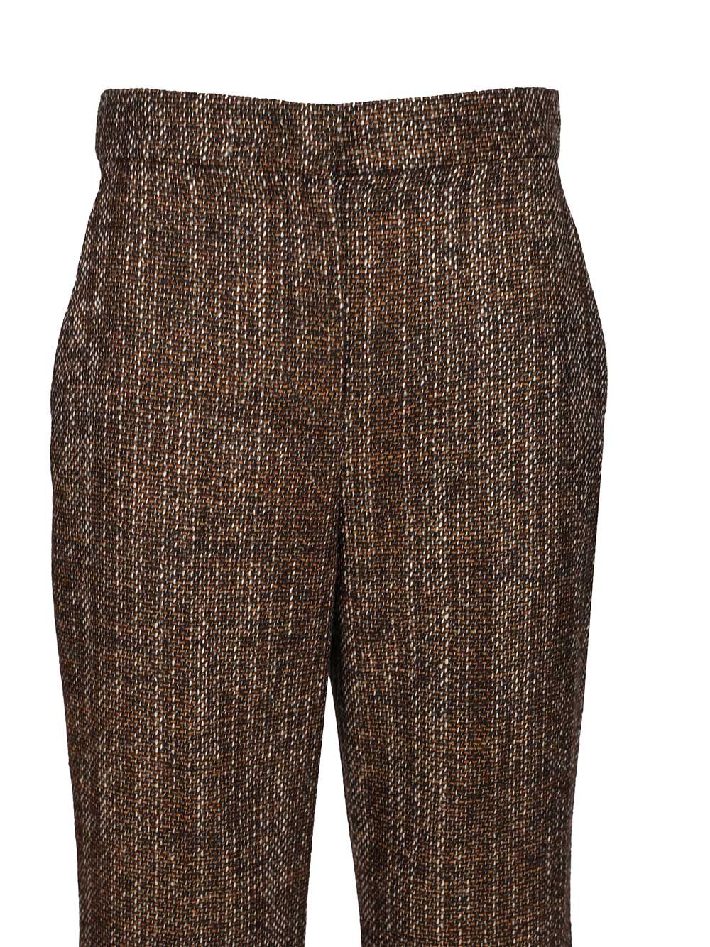 Fendi Rust Wool And Alpaca Trousers - Marrone | a4cbbf5f6b88fd6a0a1811b76fe3bfdc569024b9