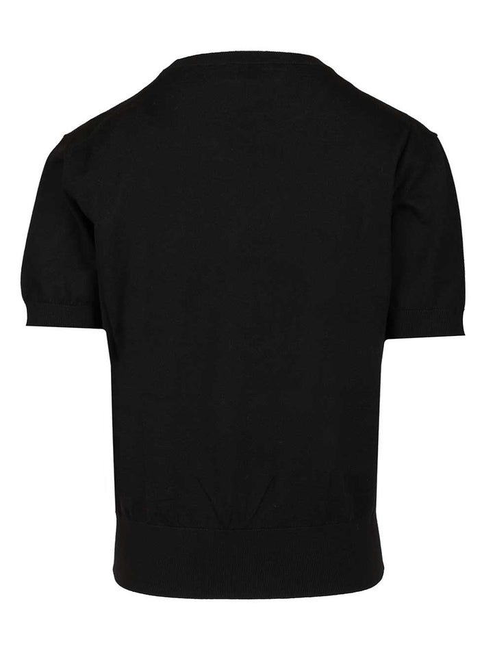 Saint Laurent Short-Sleeved Wool Sweater Knitwear - Nero | 408dde858f7c27e29b2ecf27b86a6975c9a6257c