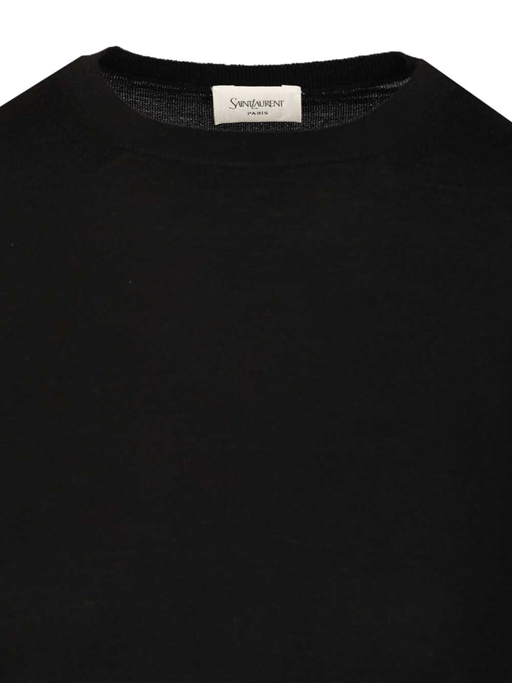 Saint Laurent Short-Sleeved Wool Sweater Knitwear - Nero | bc7ce39733b6d79b8df168021cf4f01a5863775e
