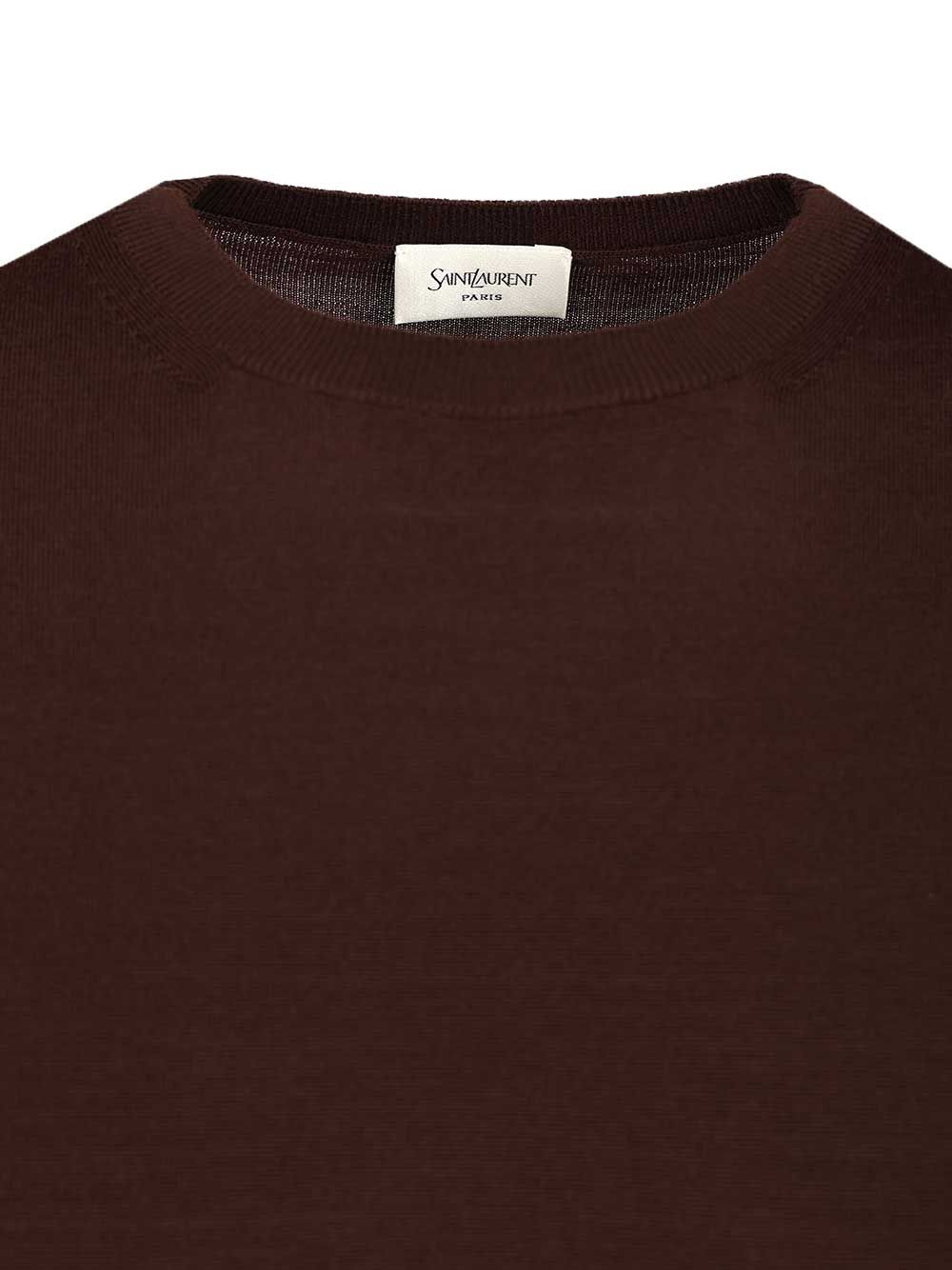 Saint Laurent Short-Sleeved Wool Sweater Knitwear - Marrone | ddc5d2cad062d2a49ed7a071a98ee88a4783a906