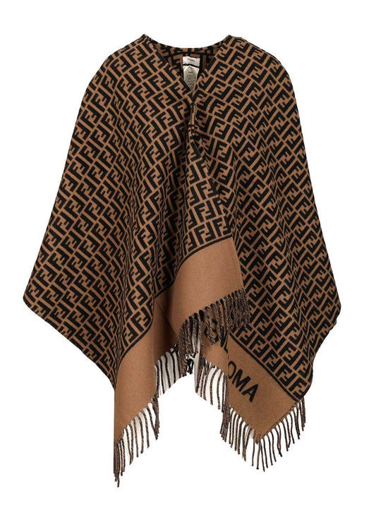 Wool And Cashmere Poncho Scarves And Foulards Marrone