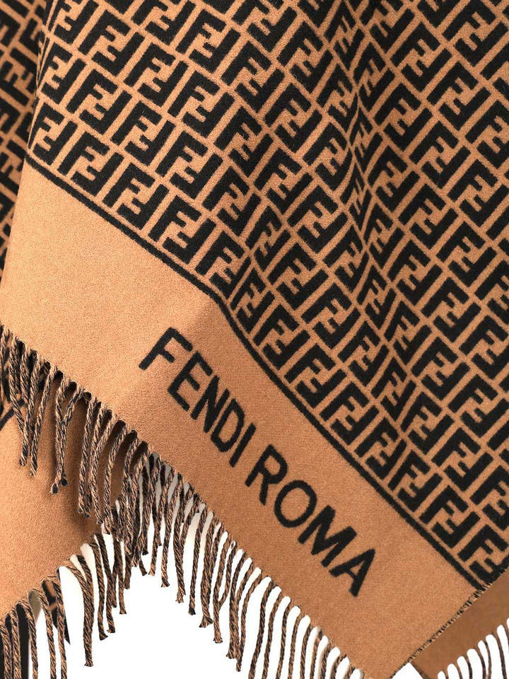 Fendi Wool And Cashmere Poncho Scarves And Foulards - Marrone | 029fe46fc2e48b8d19d691db0c64bd276fcd6307