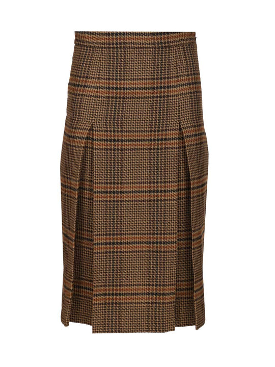Prince Of Wales Midi Skirt Gonne Marrone