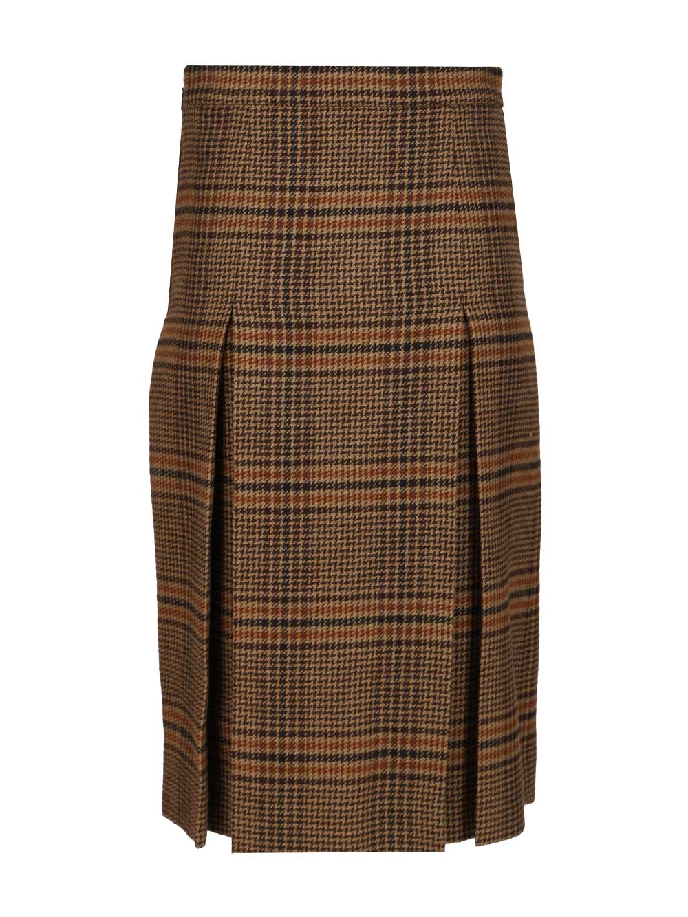 Saint Laurent Prince Of Wales Midi Skirt Gonne - Marrone | 7086e7955aeef01606886754a410cdaddbcb1be0