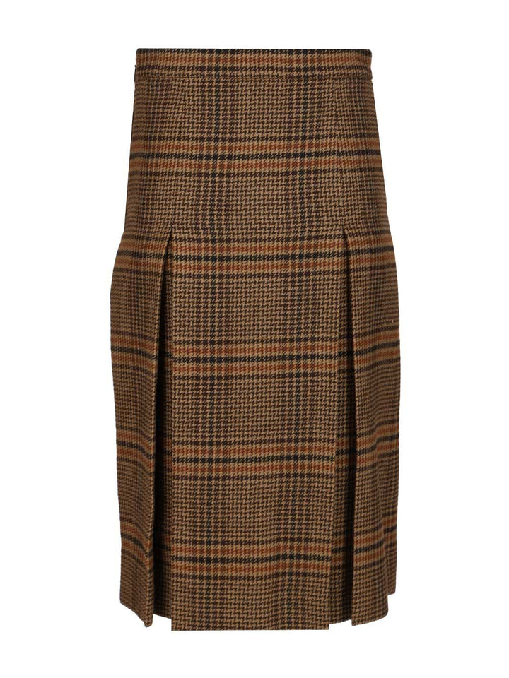 Saint Laurent Prince Of Wales Midi Skirt Gonne - Marrone | dac8b8f25bf709d6a317578e7bad7b9c26707df3
