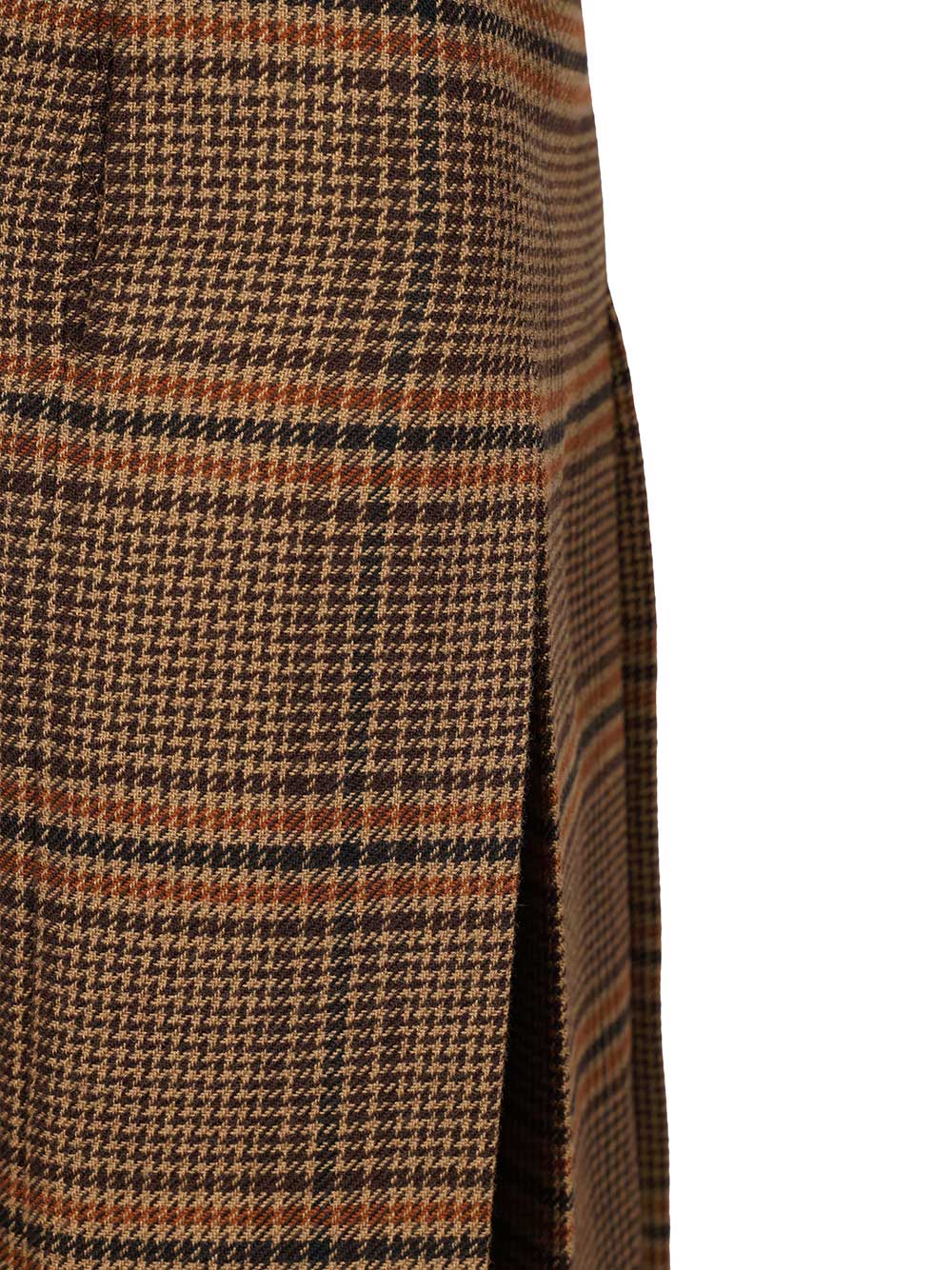 Saint Laurent Prince Of Wales Midi Skirt Gonne - Marrone | 351f6fb6765305a6a125ad30982535e19ccff8c9