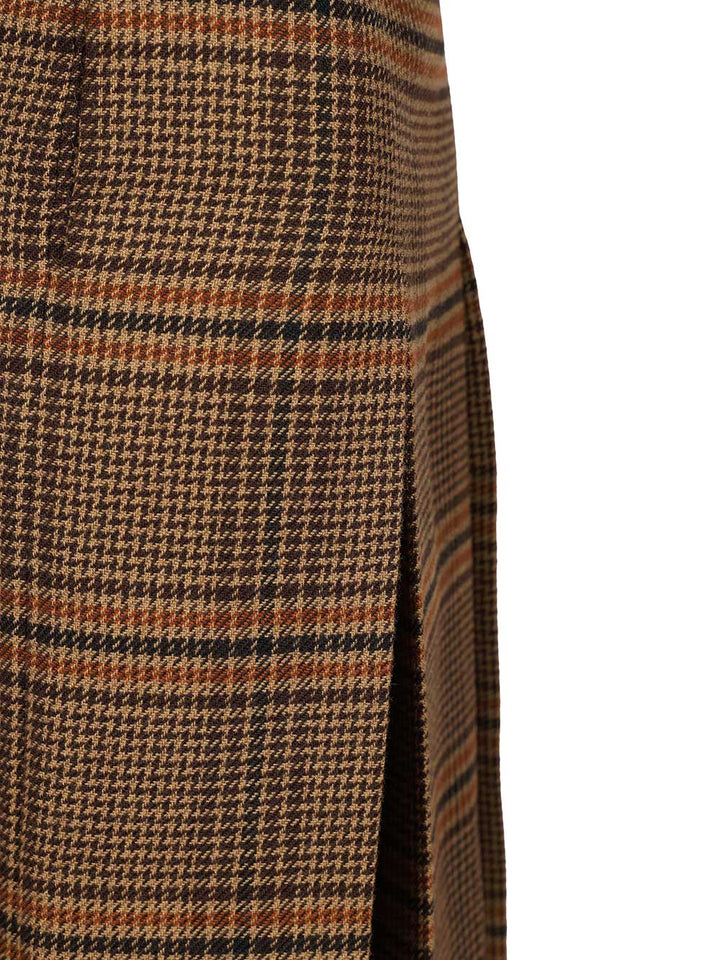 Saint Laurent Prince Of Wales Midi Skirt Gonne - Marrone | 351f6fb6765305a6a125ad30982535e19ccff8c9