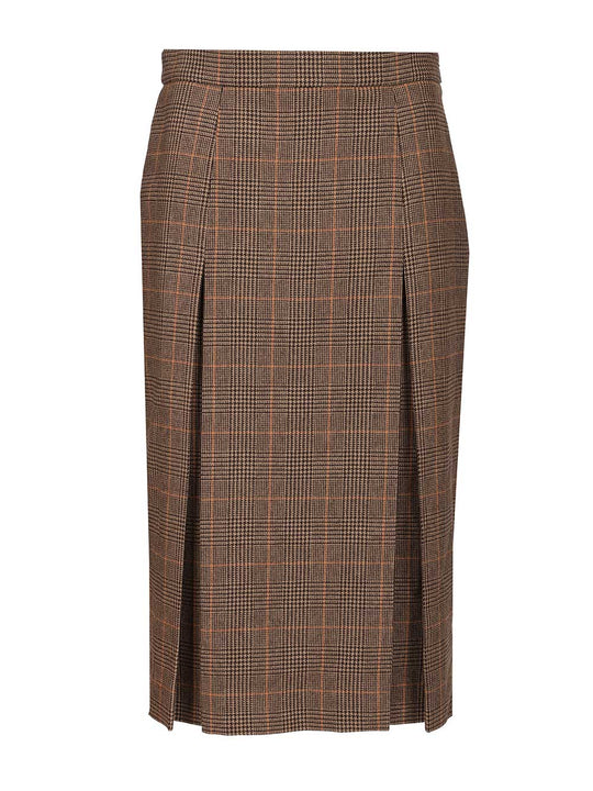 Prince Of Wales Midi Skirt Gonne Marrone