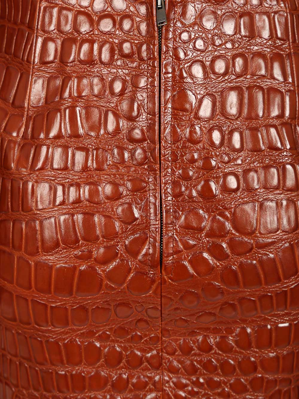 Saint Laurent Crocodile Embossed Leather Skirt Gonne - Marrone | e6f7b31d718b103ceee80f63b179b39213efcc43