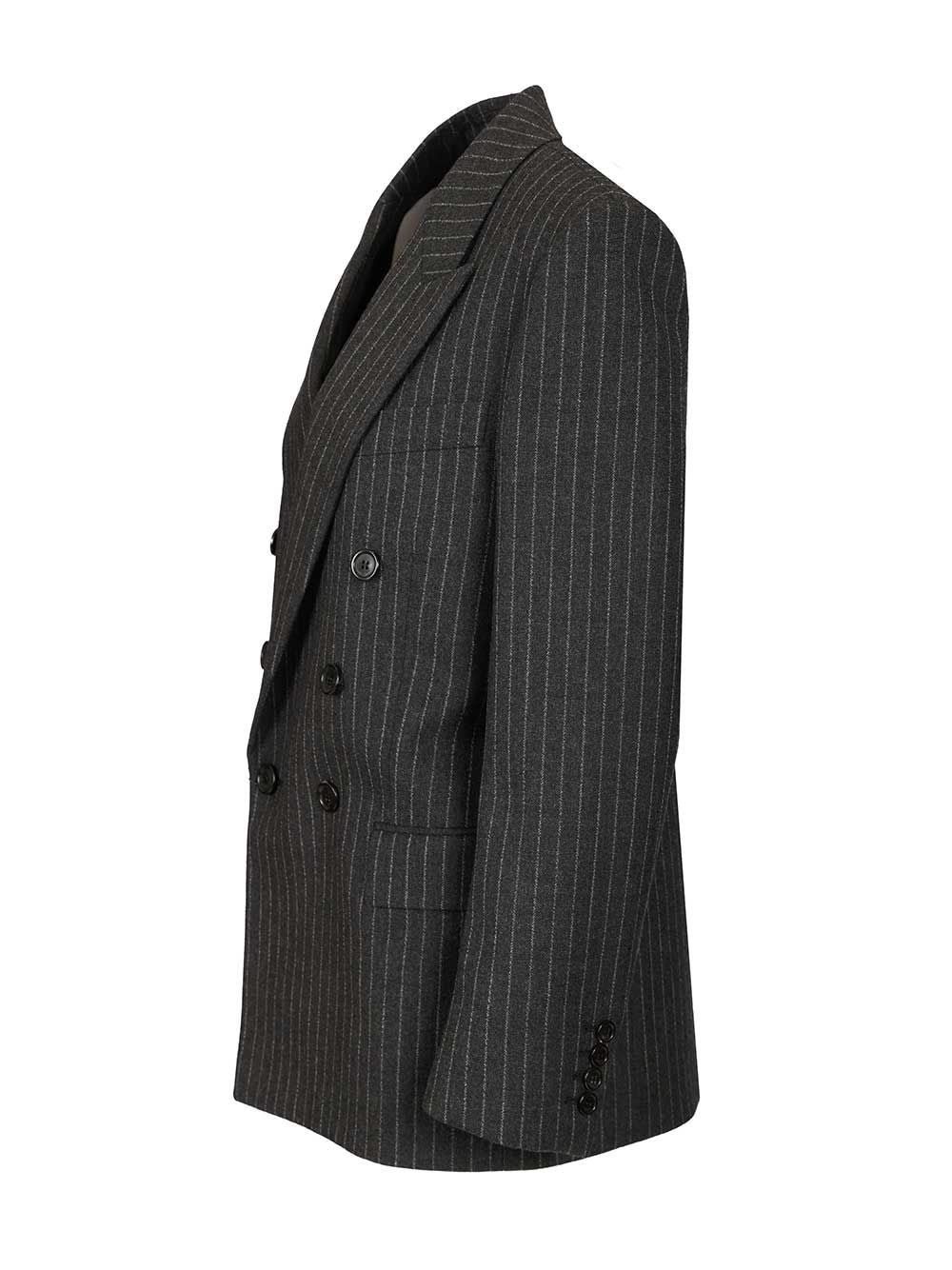 Saint Laurent Cassandre Double-Breasted Jacket Giacche - Grey | bf532405df80bfa6cc7ae9e1092156eb6b1a3d0a