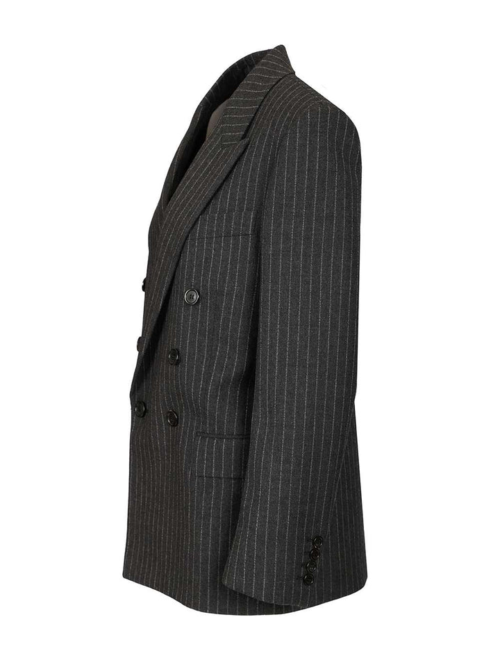 Saint Laurent Cassandre Double-Breasted Jacket Giacche - Grey | bf532405df80bfa6cc7ae9e1092156eb6b1a3d0a