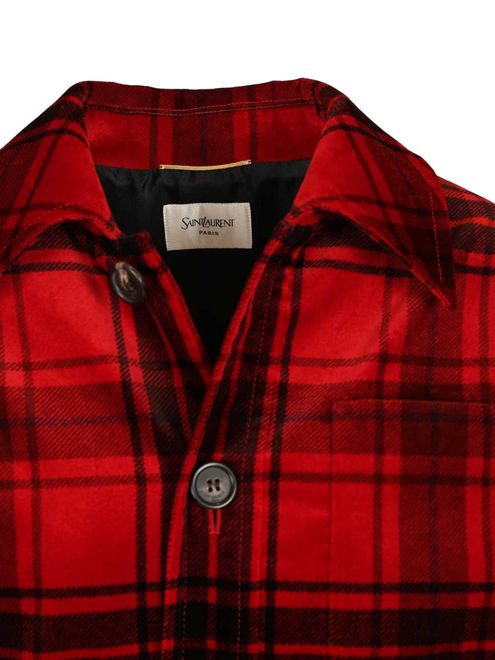 Saint Laurent Tartan Velvet Jacket Shirts - Rosso | 86804e8be65dda7d41f61162af2fe4b8bfbfd89d