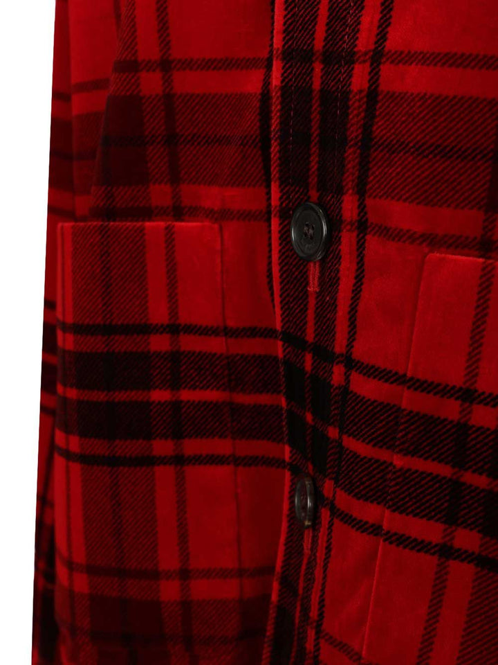 Saint Laurent Tartan Velvet Jacket Shirts - Rosso | 2ba3bea284e8d28ddc249526710e56526f76d698