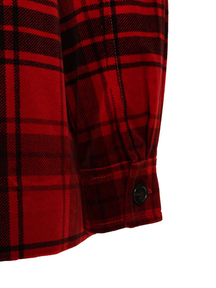 Saint Laurent Tartan Velvet Jacket Shirts - Rosso | bec92255c824e69381f47b3745d933a068f28aa5