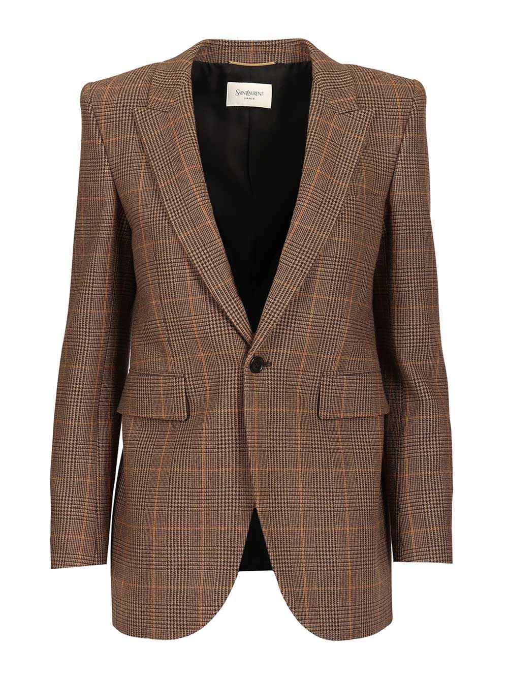 Saint Laurent Prince Of Wales Blazer Giacche - Marrone | 5094b04d5d6bdddd4ae4ca2f278748e063dababa