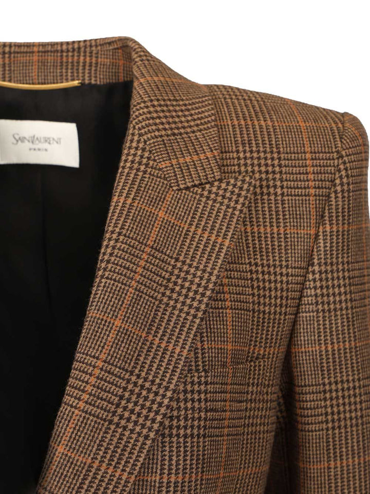 Saint Laurent Prince Of Wales Blazer Giacche - Marrone | 7b29b26679d69e553574da1998854288237ad08e
