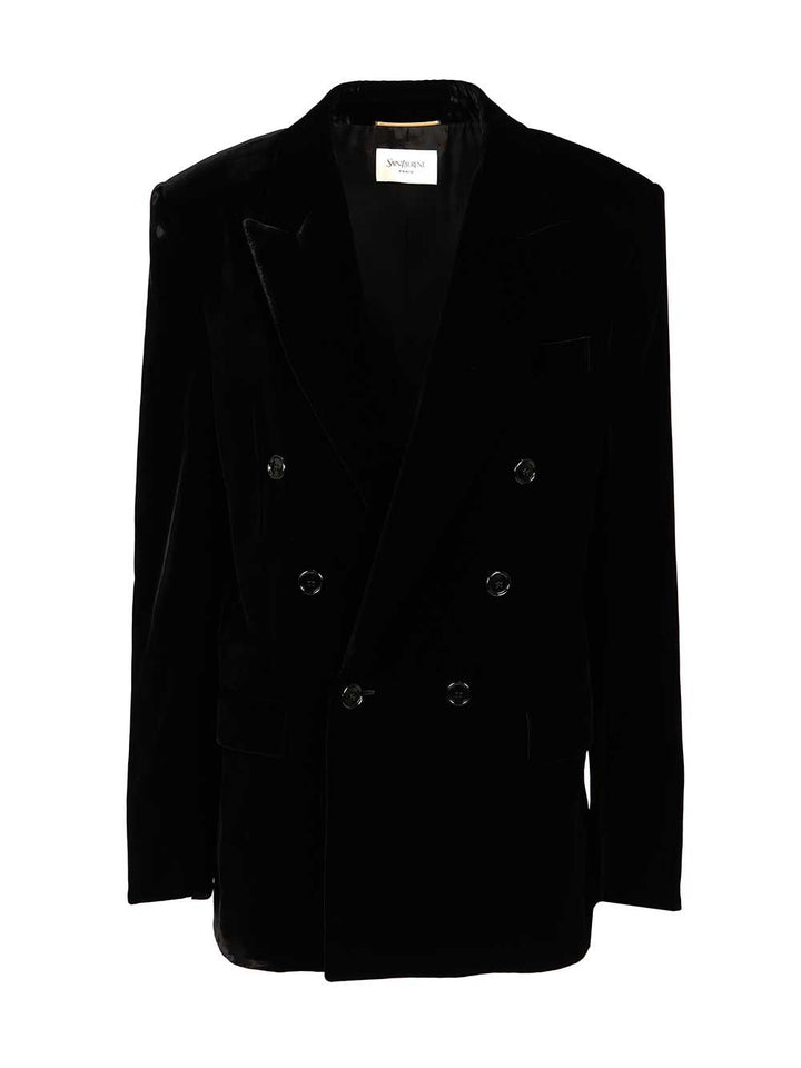 Saint Laurent Cassandre Double-Breasted Jacket Giacche - Nero | 0532ecb776a6dbe12e709b69e25fdc07d33de720