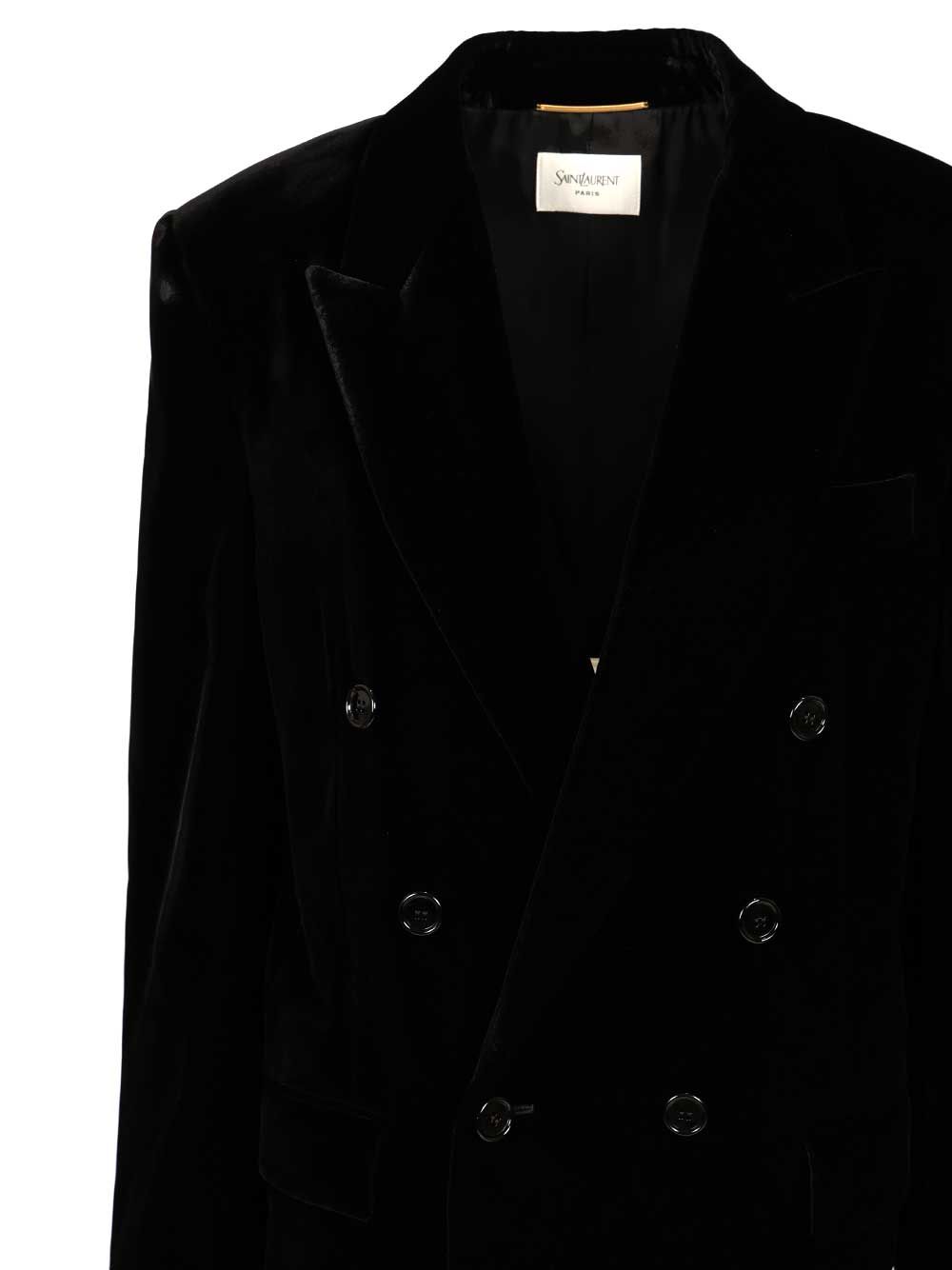 Saint Laurent Cassandre Double-Breasted Jacket Giacche - Nero | 897891eaa0496cd40859c9cc57adfac01c4919f0