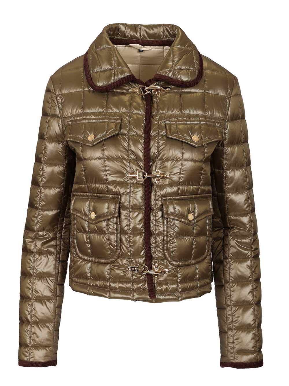 Fay 3 Ganci Quilted Jacket Coats - Verde | 376040262915fd31fb3c80300927d112b1f98161