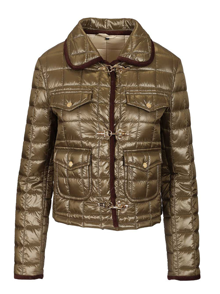 Fay 3 Ganci Quilted Jacket Coats - Verde | 376040262915fd31fb3c80300927d112b1f98161