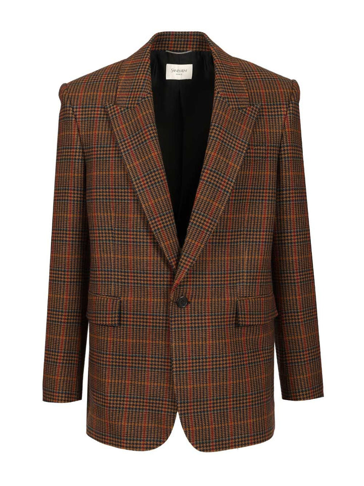 Saint Laurent Prince Of Wales Wool Jacket Giacche - Marrone | e13b843e9fdb5836652c33a3fe9b1e9c23d4f78c