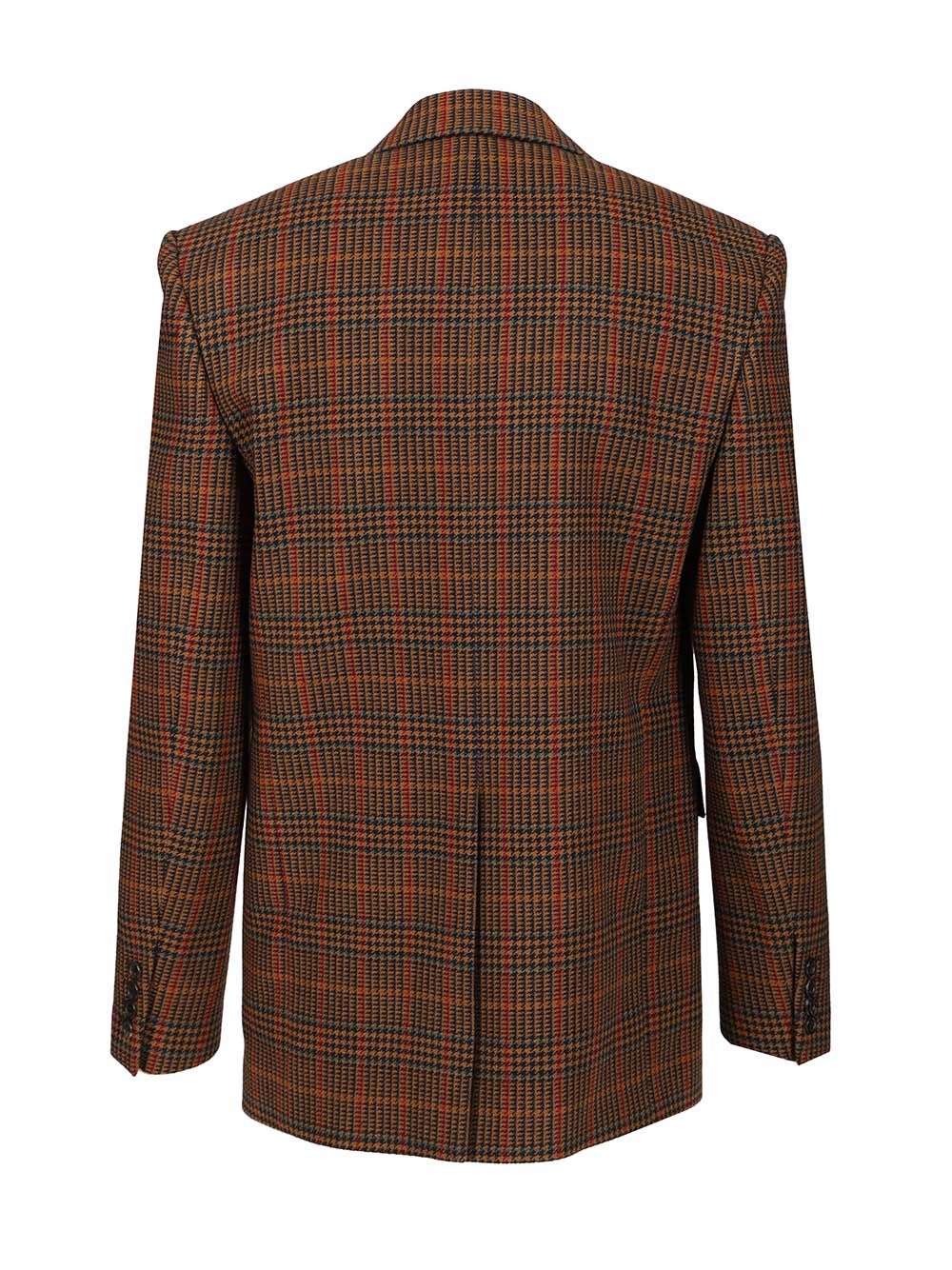 Saint Laurent Prince Of Wales Wool Jacket Giacche - Marrone | d9a976fa3234d9634c09632cf133a3415348bda5