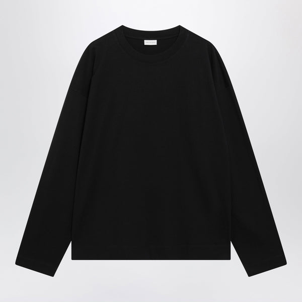 Camiseta negra de algodón de manga larga