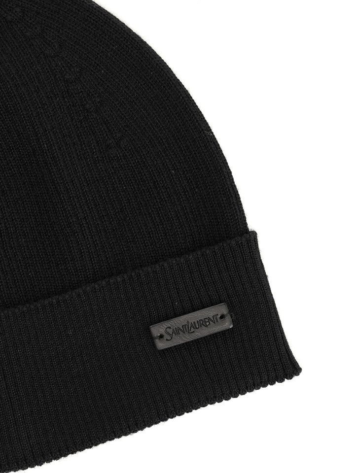 Saint Laurent Ribbed Wool Hat Cappelli - Nero | e5c1ca69c39f90a249bcd37a65755bf050373feb