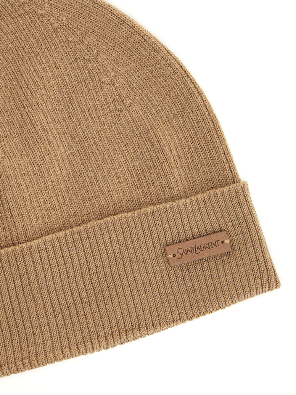 Saint Laurent Ribbed Wool Hat Cappelli - Beige | 254a7108e452d1ee3e9ea21037f316672142de03