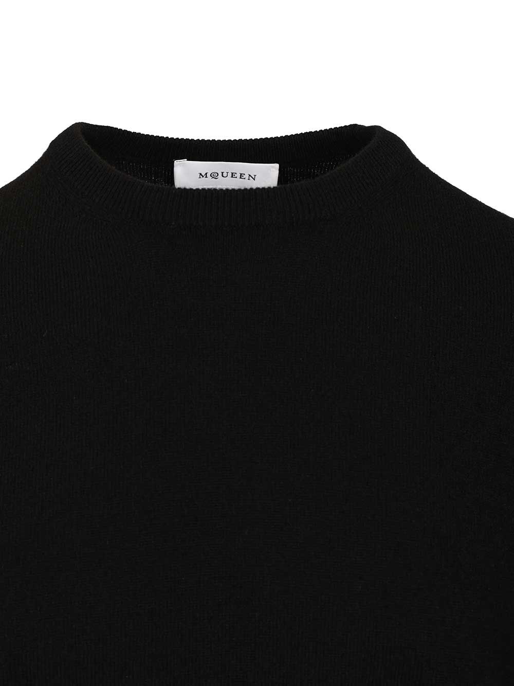 Mcqueen Crew Neck Wool Sweater Knitwear - Nero | 91112d57f45b76891d83c015f6322e7b6ccdd0b2