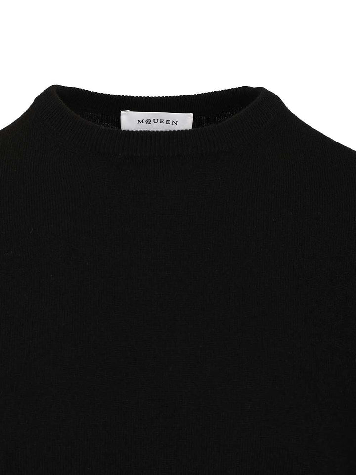 Mcqueen Crew Neck Wool Sweater Knitwear - Nero | 91112d57f45b76891d83c015f6322e7b6ccdd0b2